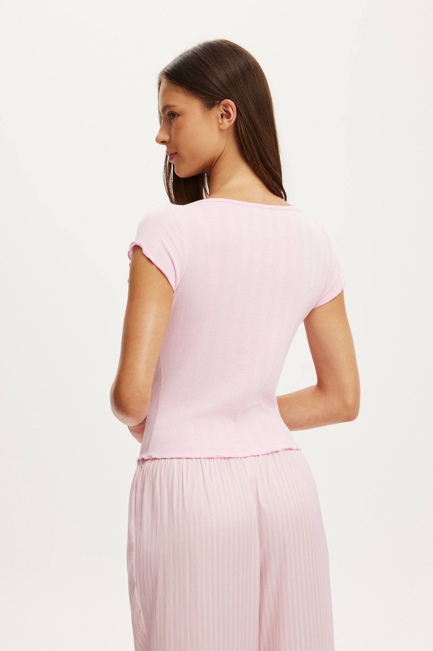 Button Detail Cap Sleeve Top