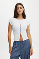 Button Detail Cap Sleeve Top