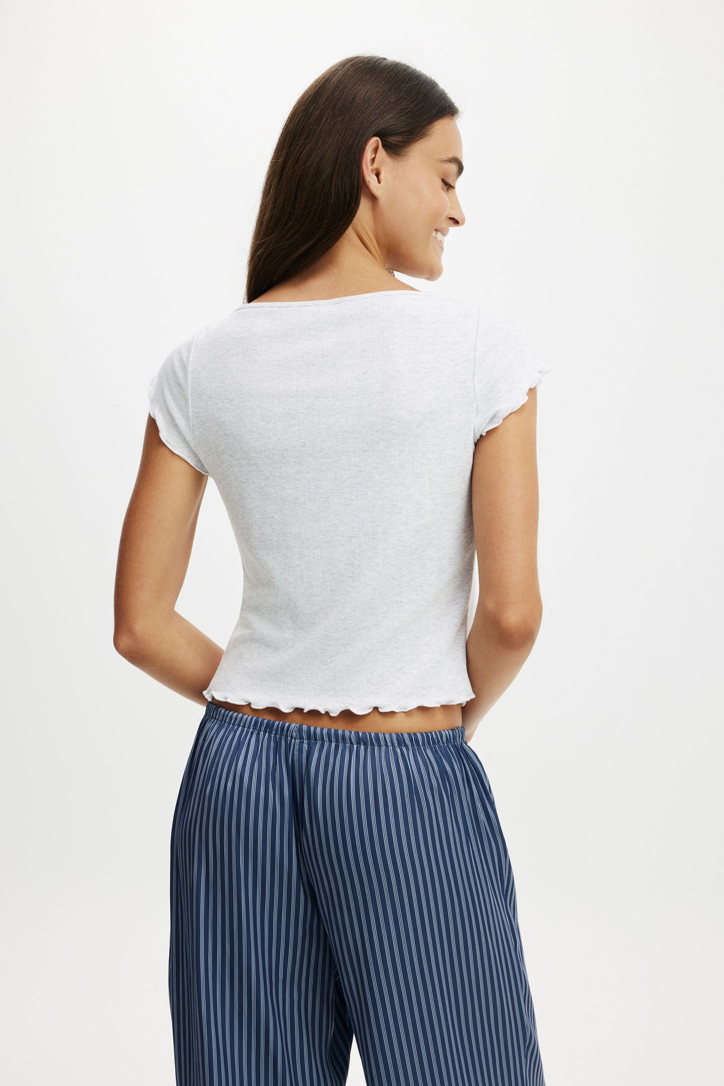 Button Detail Cap Sleeve Top