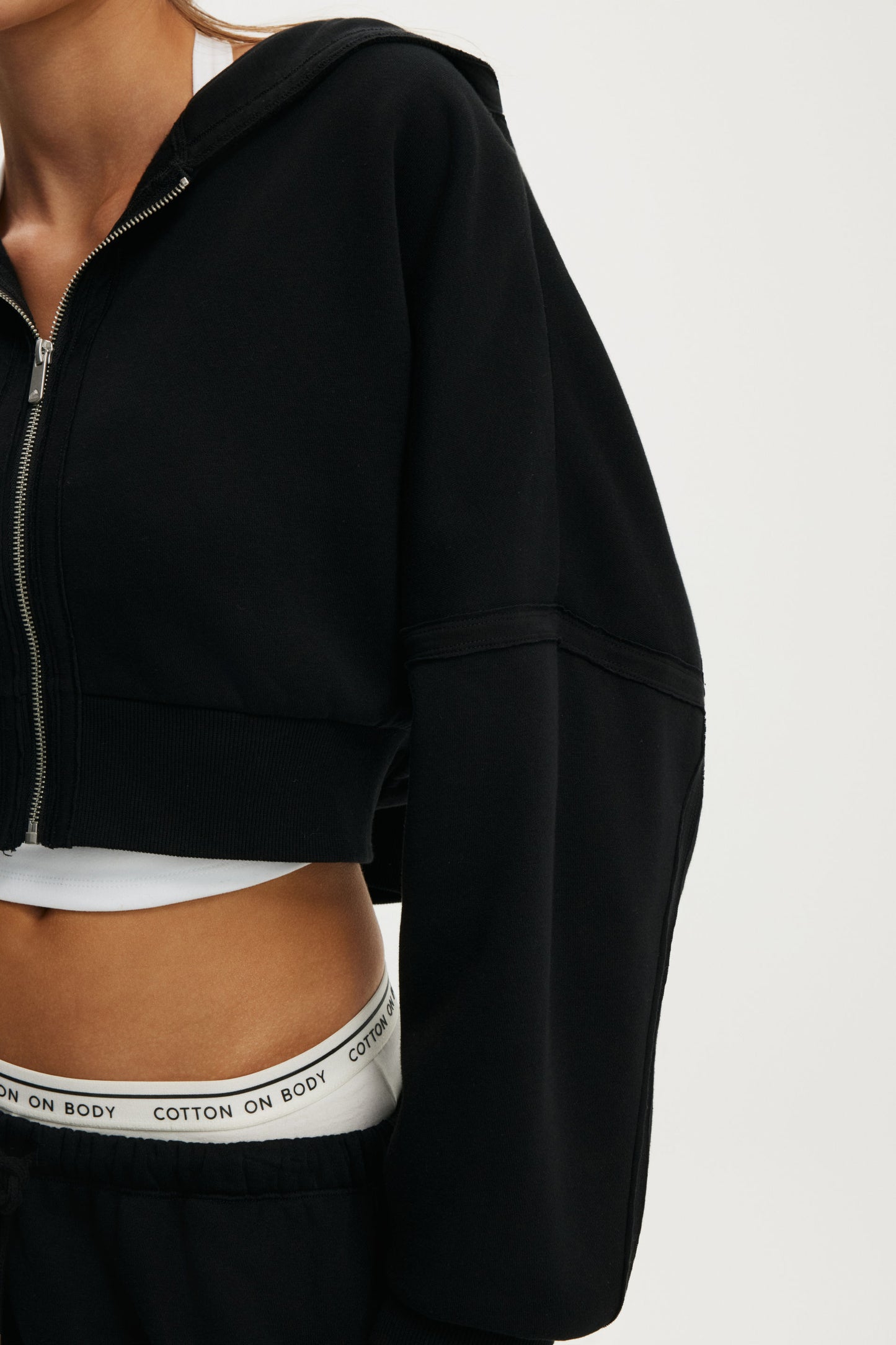 Active Raw Edge Zip Through Hoodie