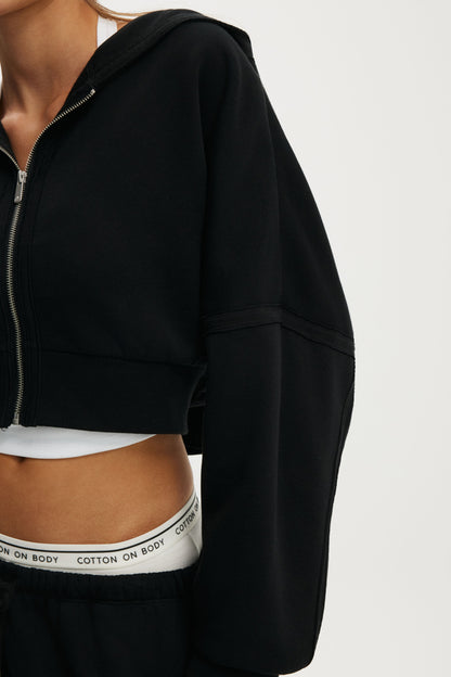Active Raw Edge Zip Through Hoodie