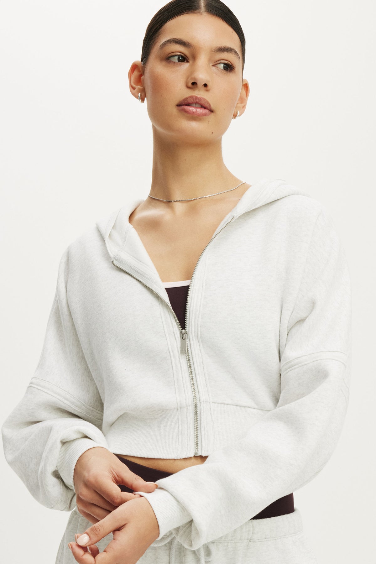 Active Raw Edge Zip Through Hoodie