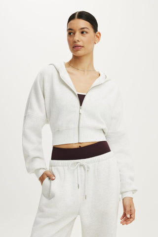 Active Raw Edge Zip Through Hoodie