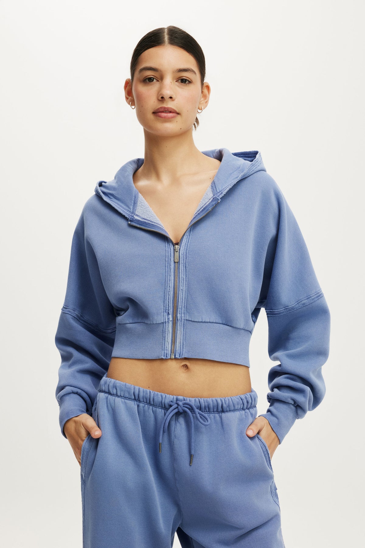 Active Raw Edge Zip Through Hoodie