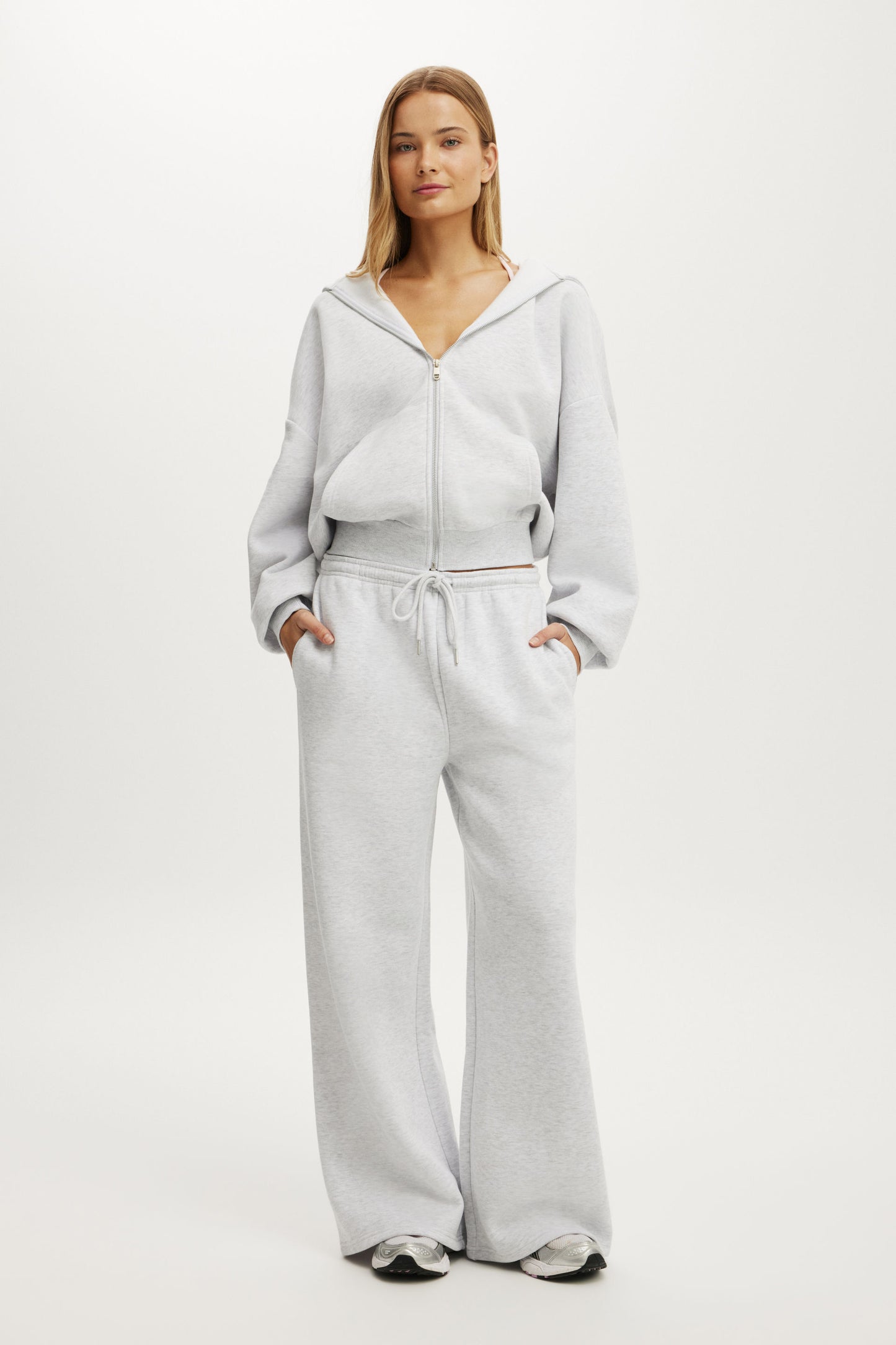 Plush Tie Waist Wide Leg Sweatpant