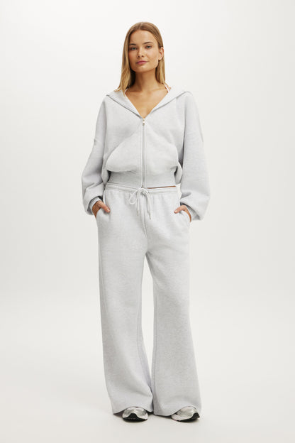 Plush Tie Waist Wide Leg Sweatpant