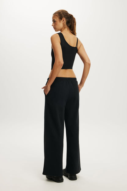 Plush Tie Waist Wide Leg Sweatpant