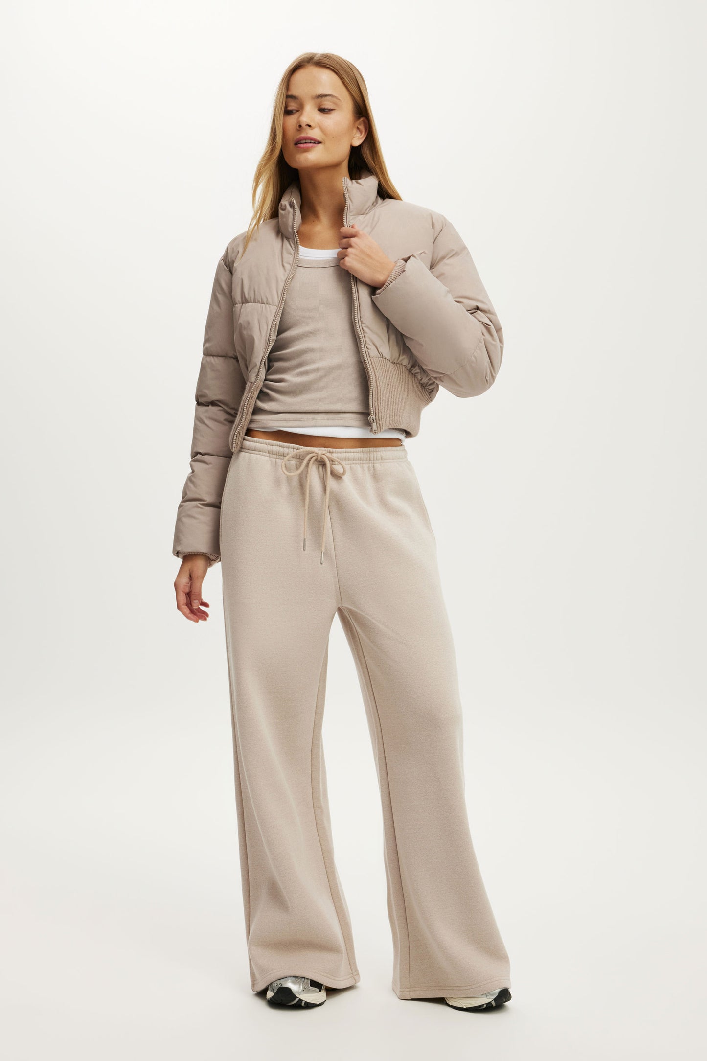 Plush Tie Waist Wide Leg Sweatpant