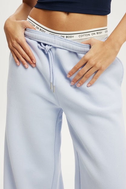 Plush Tie Waist Wide Leg Sweatpant