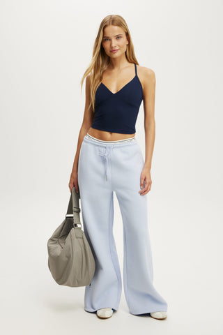 Plush Tie Waist Wide Leg Sweatpant