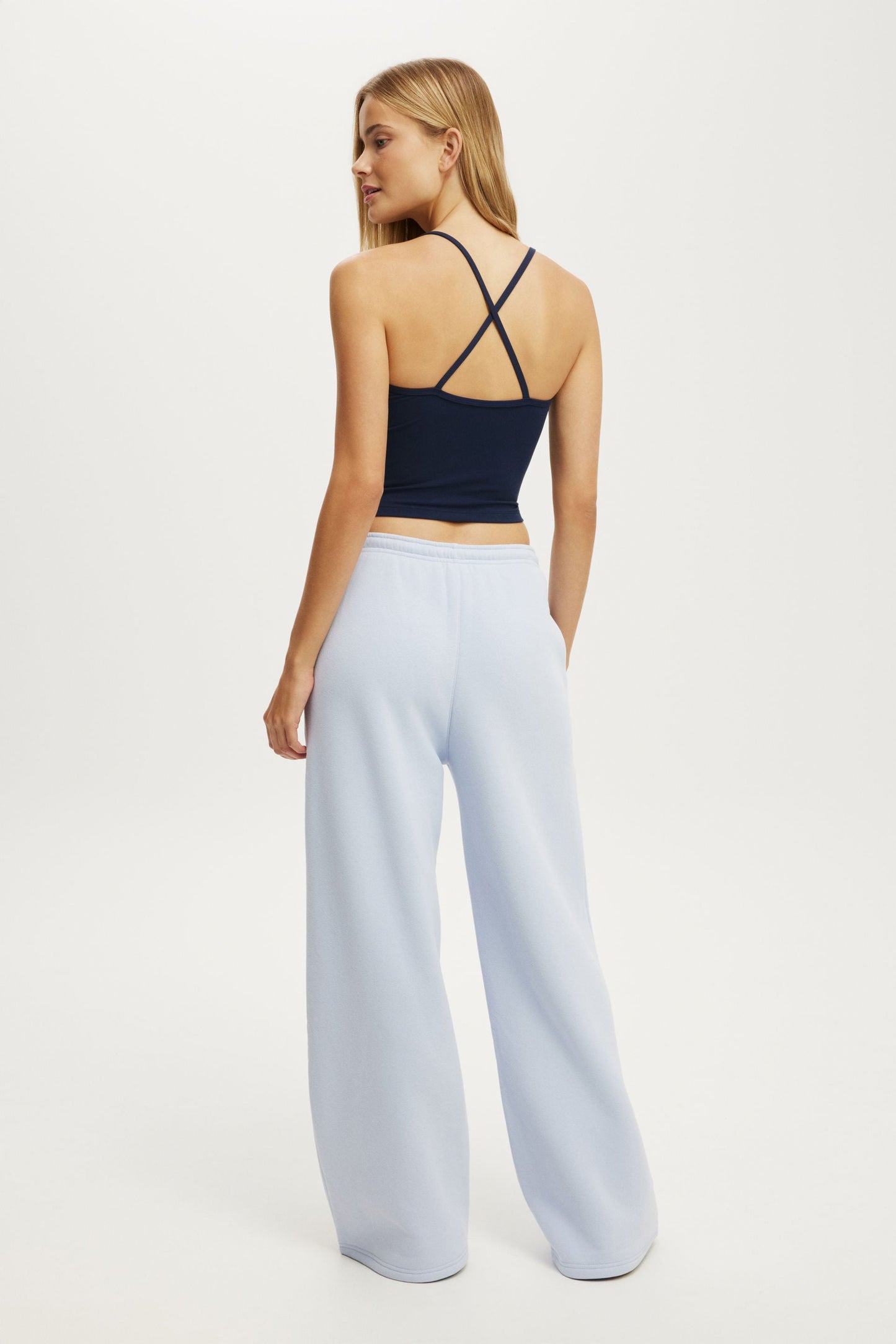 Plush Tie Waist Wide Leg Sweatpant