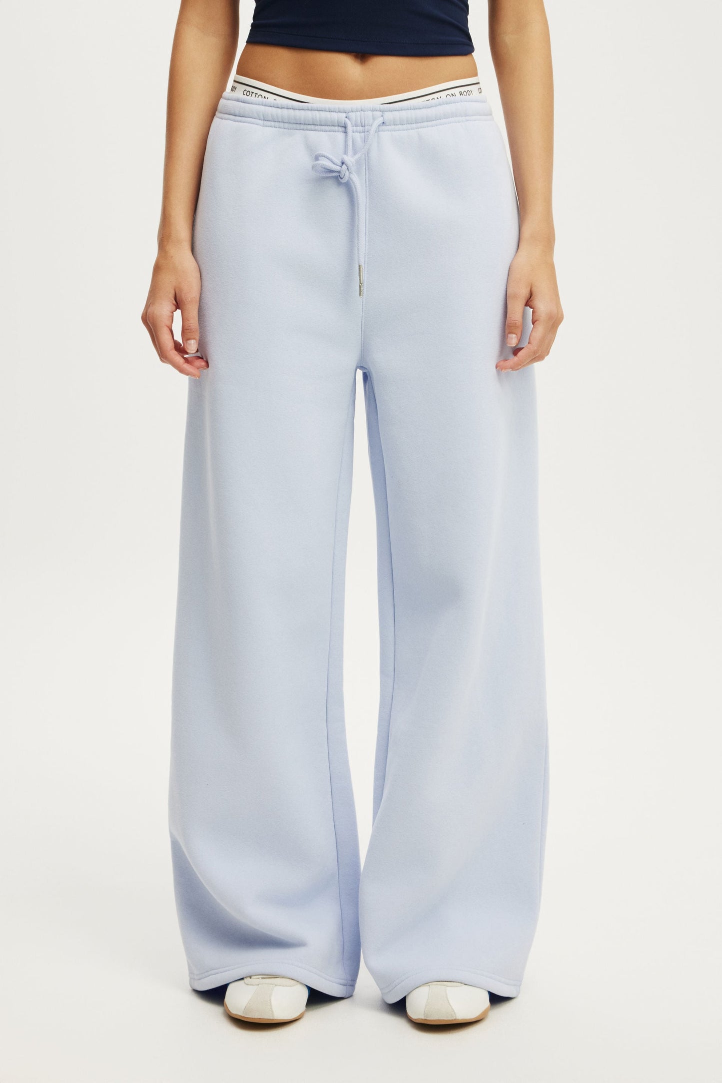 Plush Tie Waist Wide Leg Sweatpant