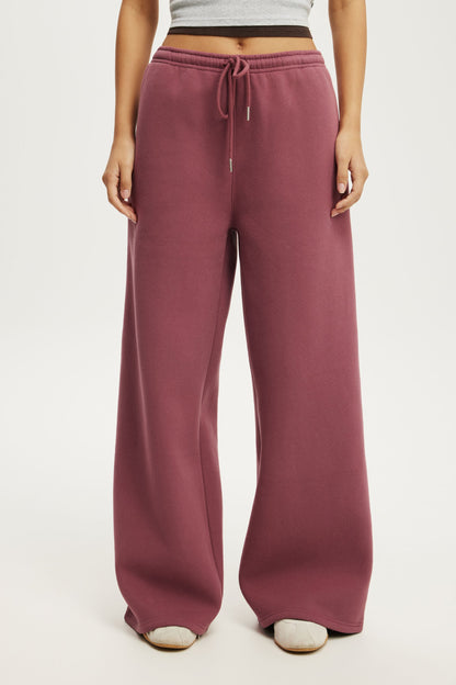 Plush Tie Waist Wide Leg Sweatpant