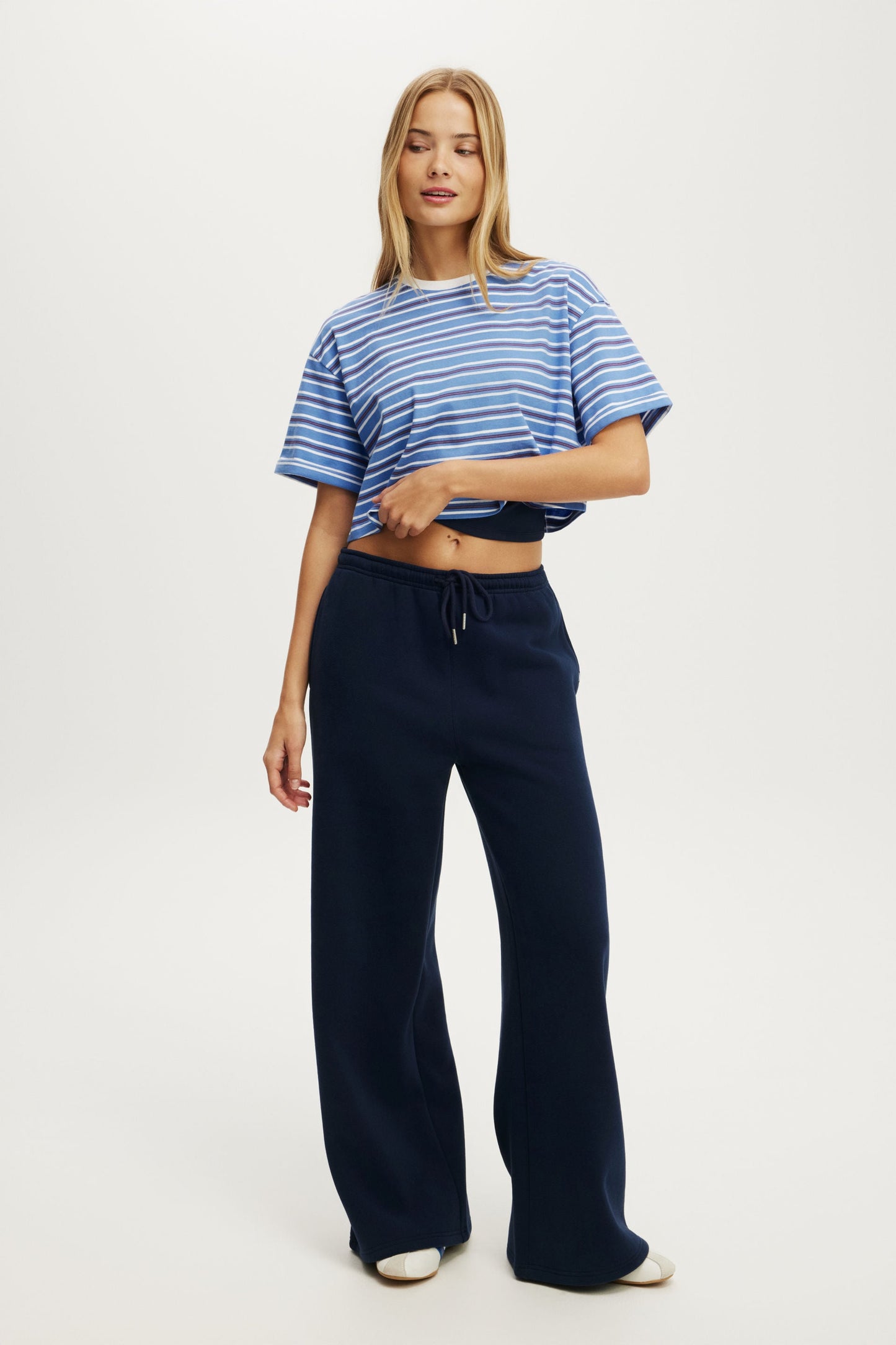 Plush Tie Waist Wide Leg Sweatpant