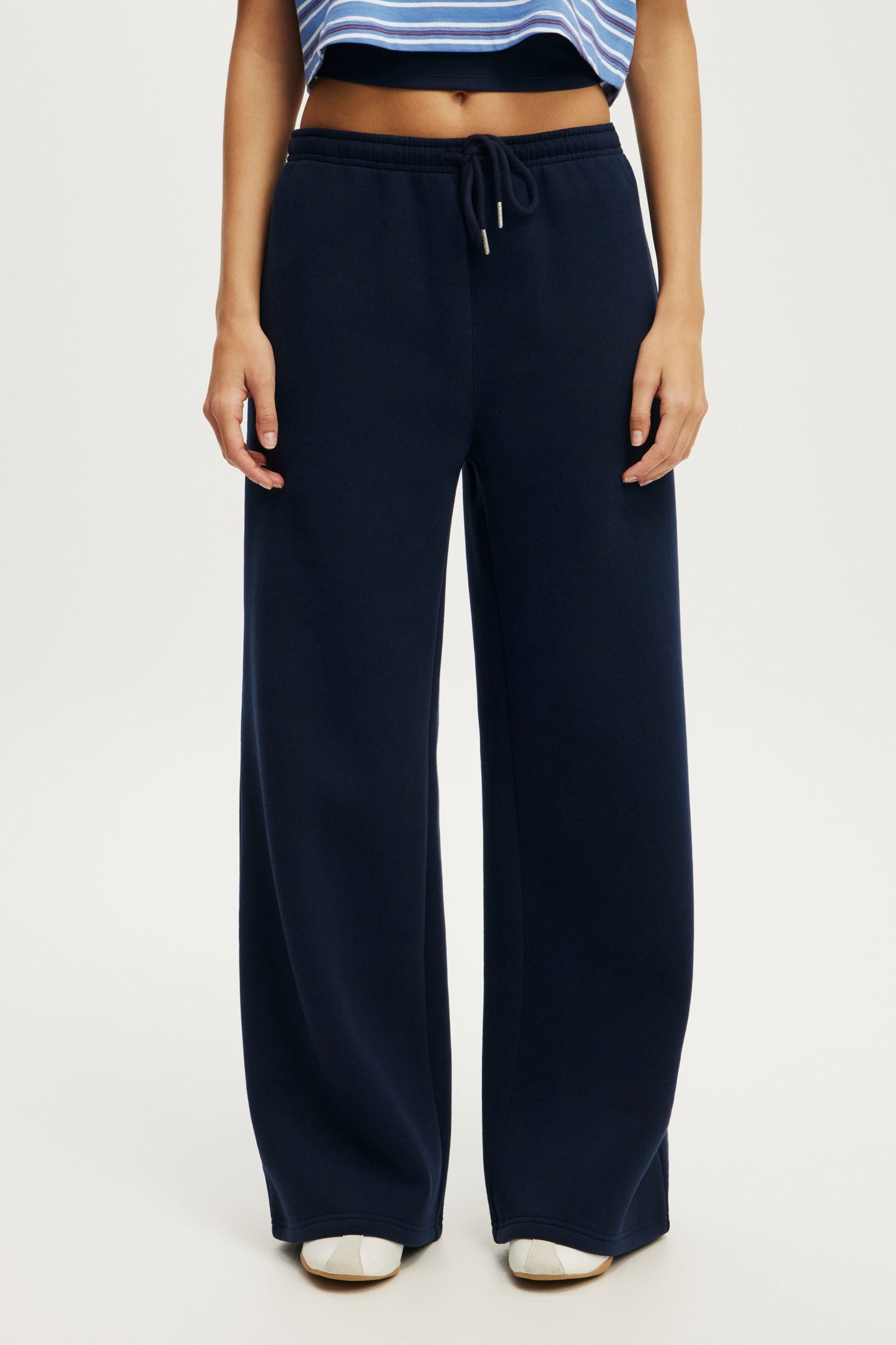 Plush Tie Waist Wide Leg Sweatpant