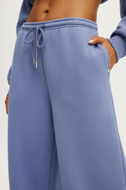 Plush Tie Waist Wide Leg Sweatpant