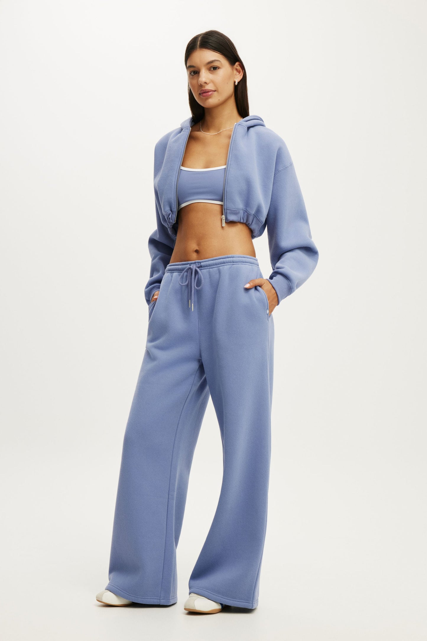 Plush Tie Waist Wide Leg Sweatpant
