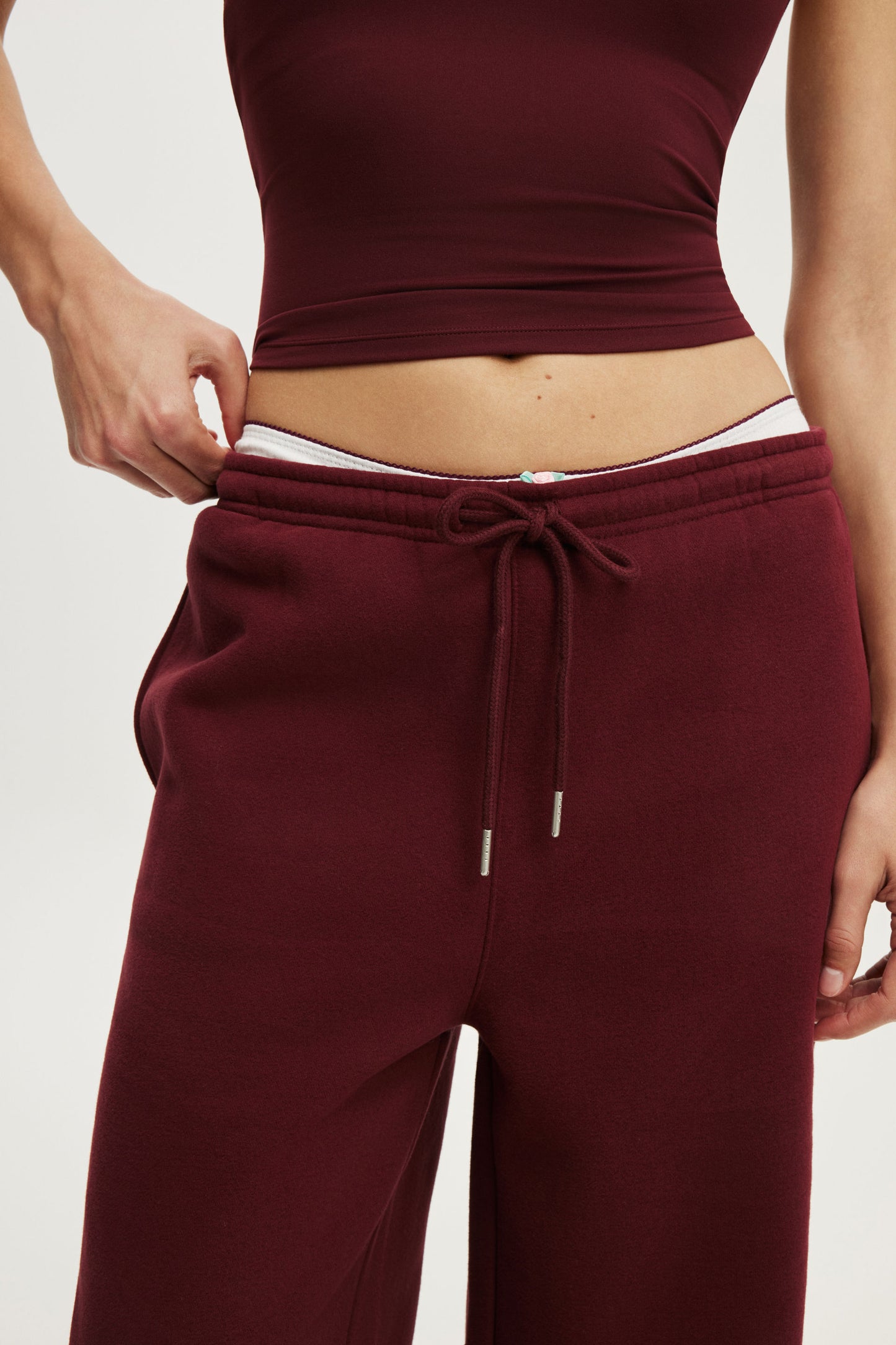 Plush Tie Waist Wide Leg Sweatpant
