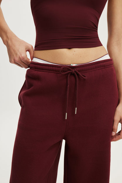 Plush Tie Waist Wide Leg Sweatpant