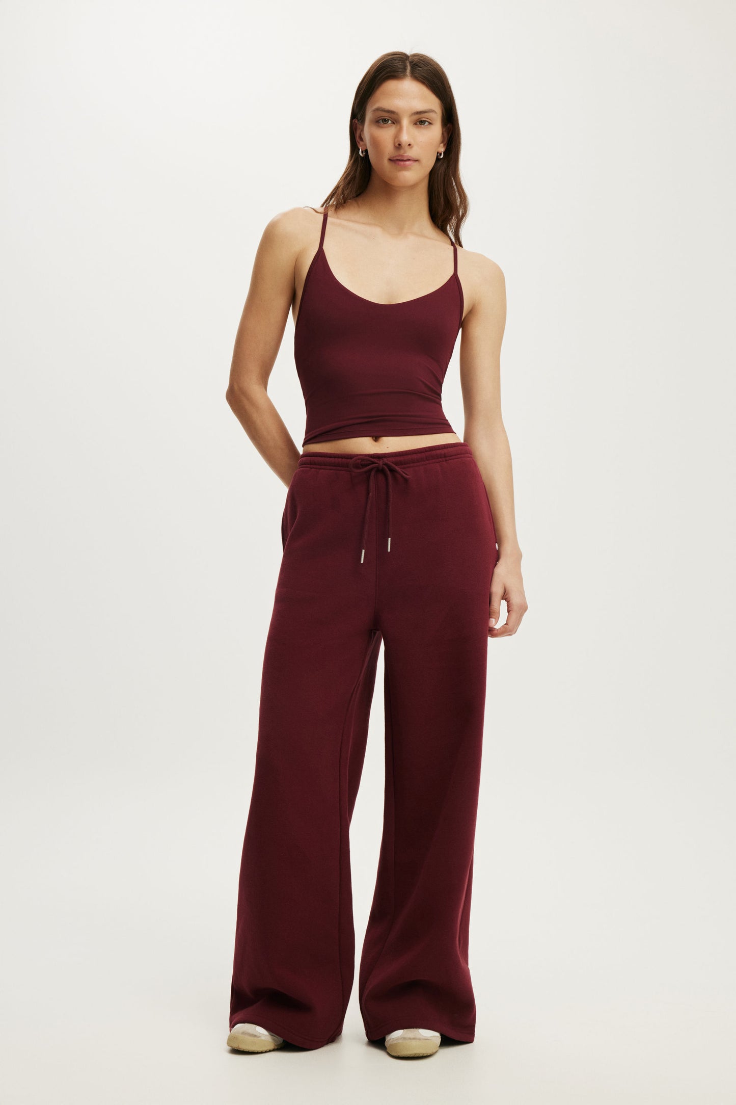 Plush Tie Waist Wide Leg Sweatpant