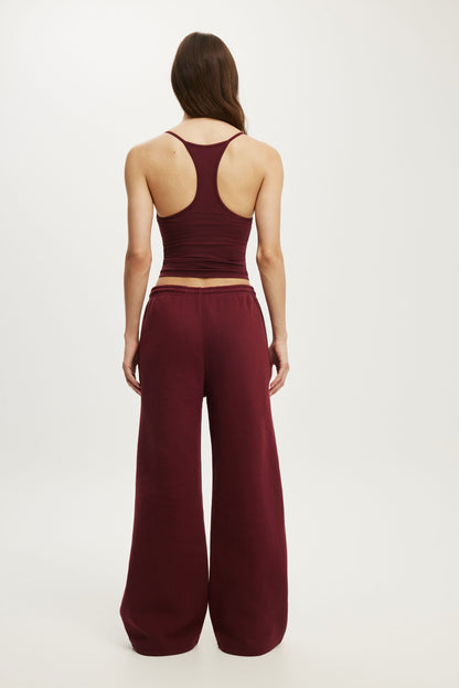 Plush Tie Waist Wide Leg Sweatpant