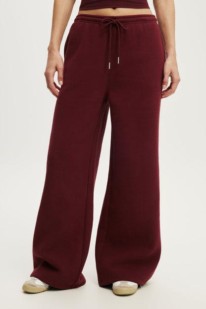 Plush Tie Waist Wide Leg Sweatpant