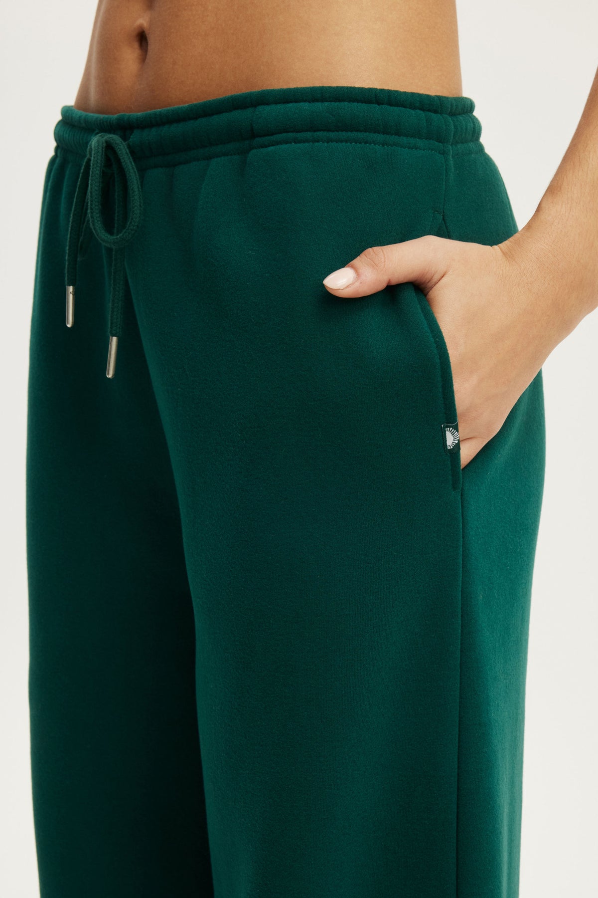 Plush Tie Waist Wide Leg Sweatpant
