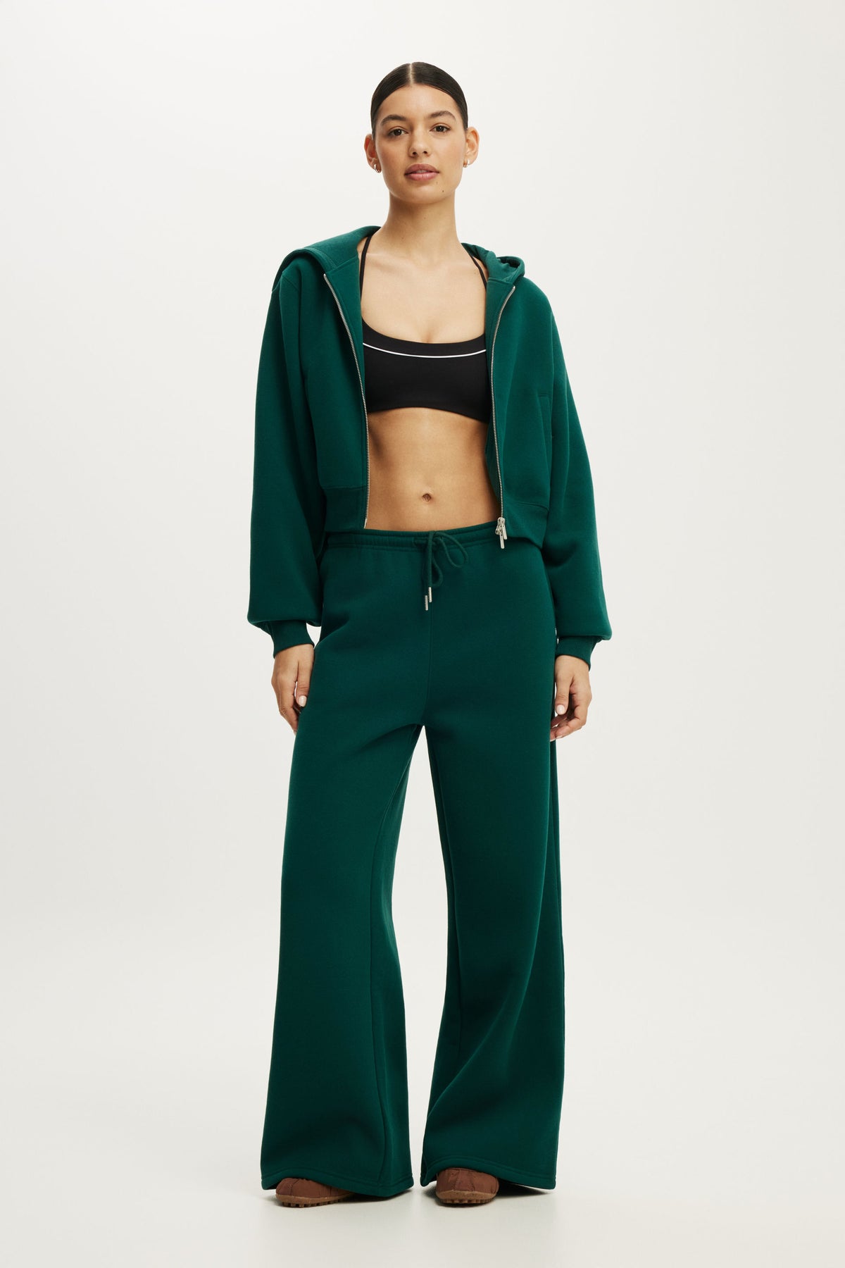 Plush Tie Waist Wide Leg Sweatpant
