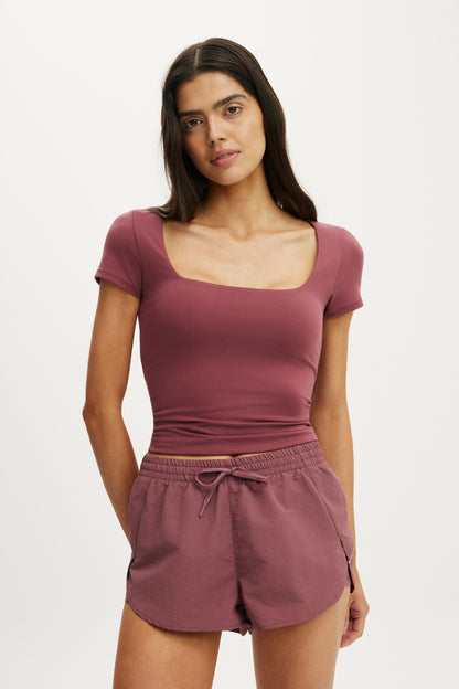 Woven Dolphin Hem Micro Short