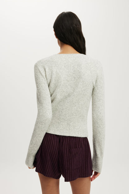 Fluffy Fitted Knit Cardi