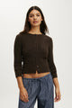 Fluffy Fitted Knit Cardi