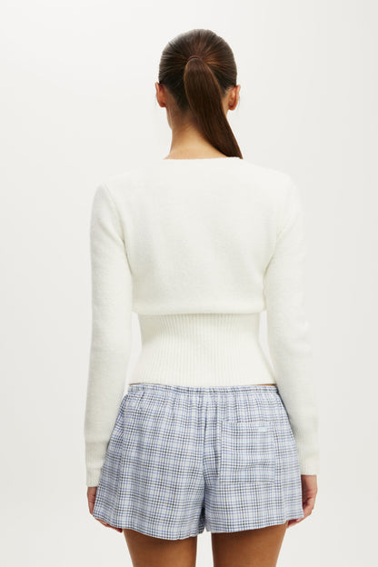 Fluffy Fitted Knit Cardi