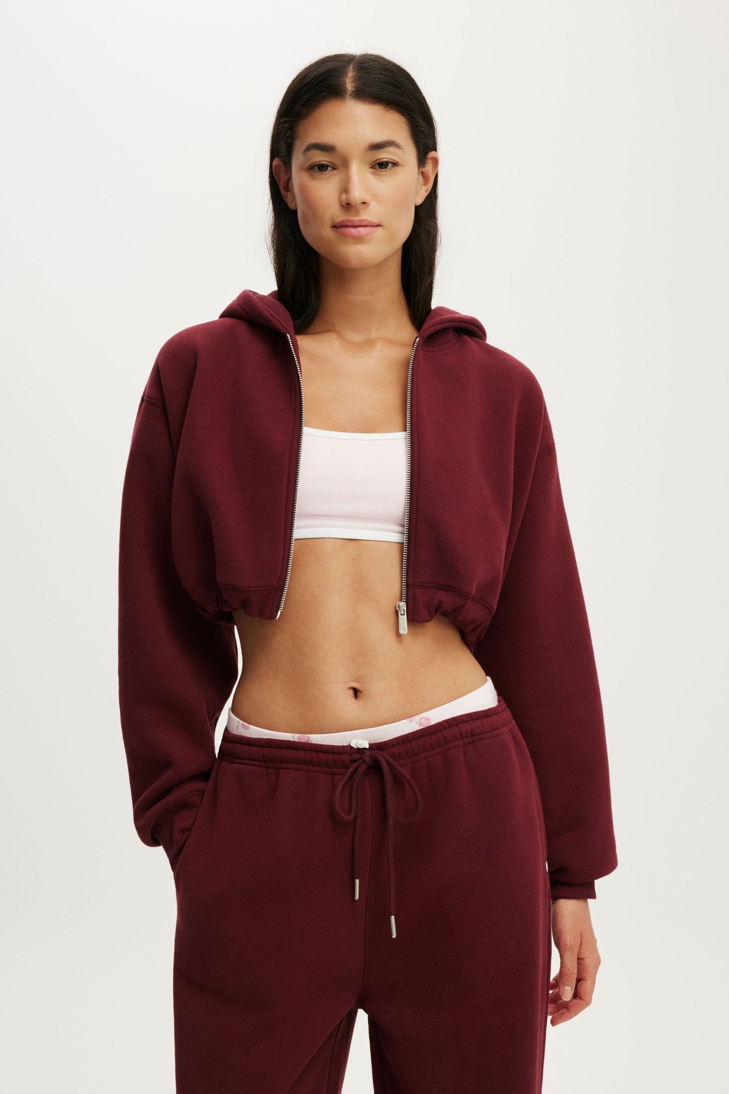 Plush Micro Cropped Zip Through