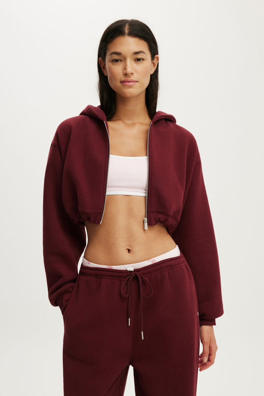 Plush Micro Cropped Zip Through
