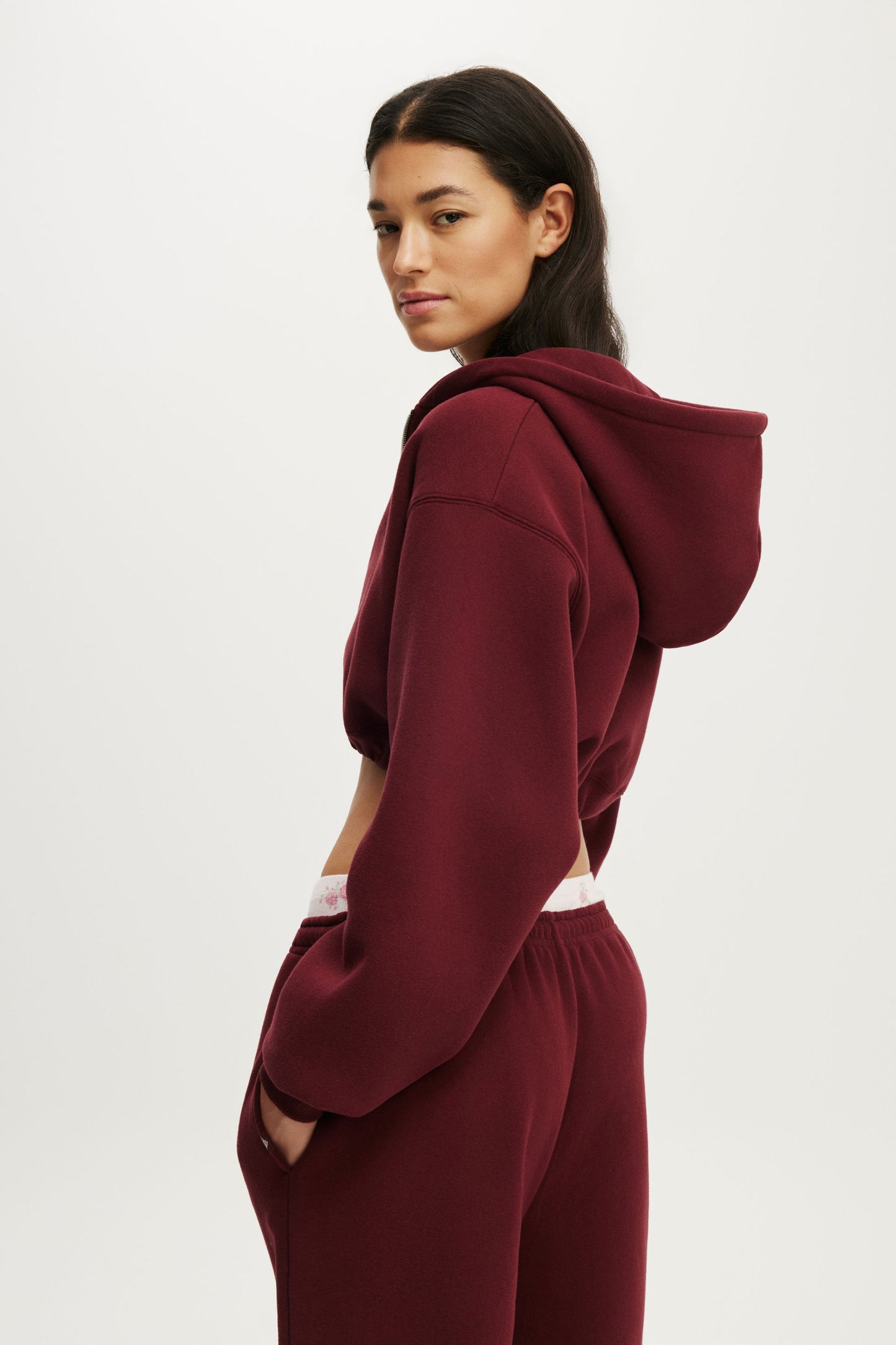 Plush Micro Cropped Zip Through