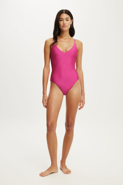 Thin Strap V Neck One Piece Full