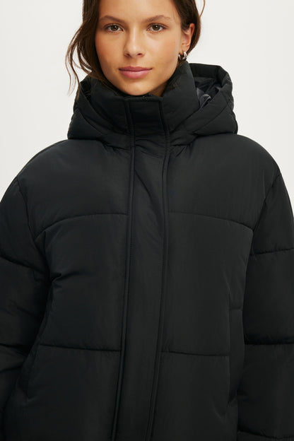 The Mother Puffer Removable Hood Jacket