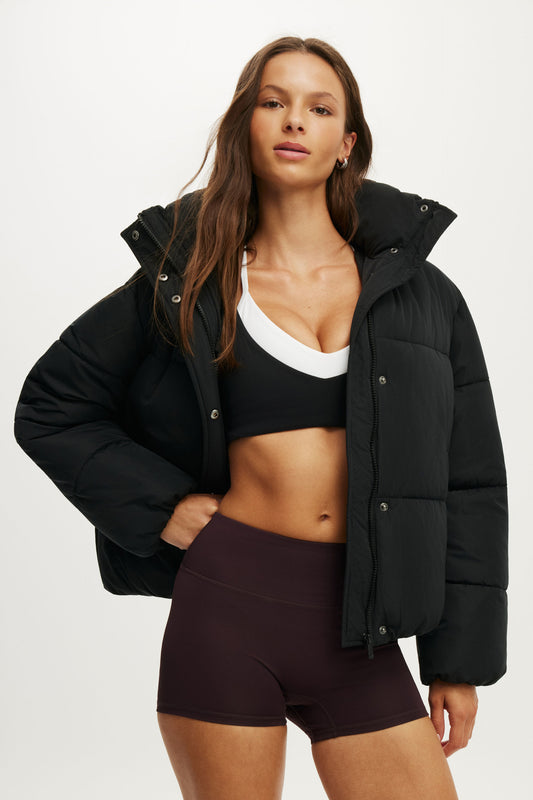 The Mother Puffer Removable Hood Jacket