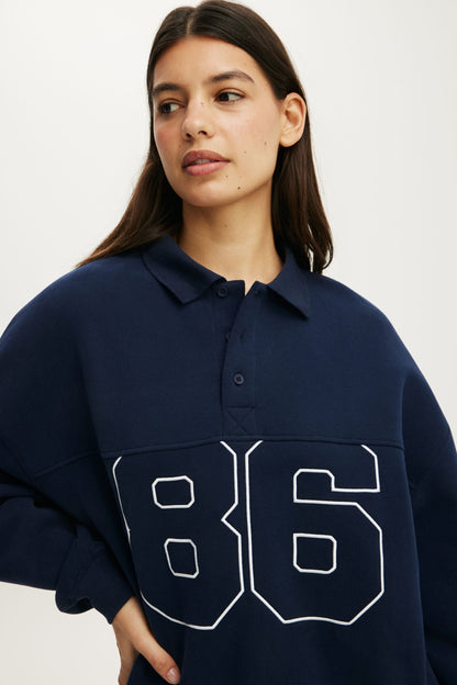 Plush Oversized Rugby Sweatshirt