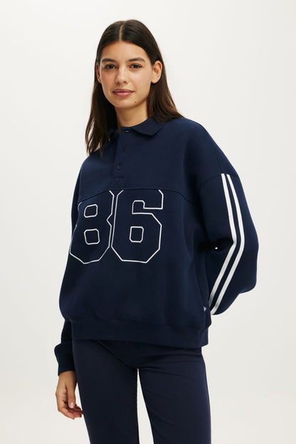 Plush Oversized Rugby Sweatshirt