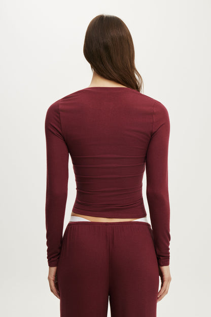 Super Soft Henley Long Sleeve Top