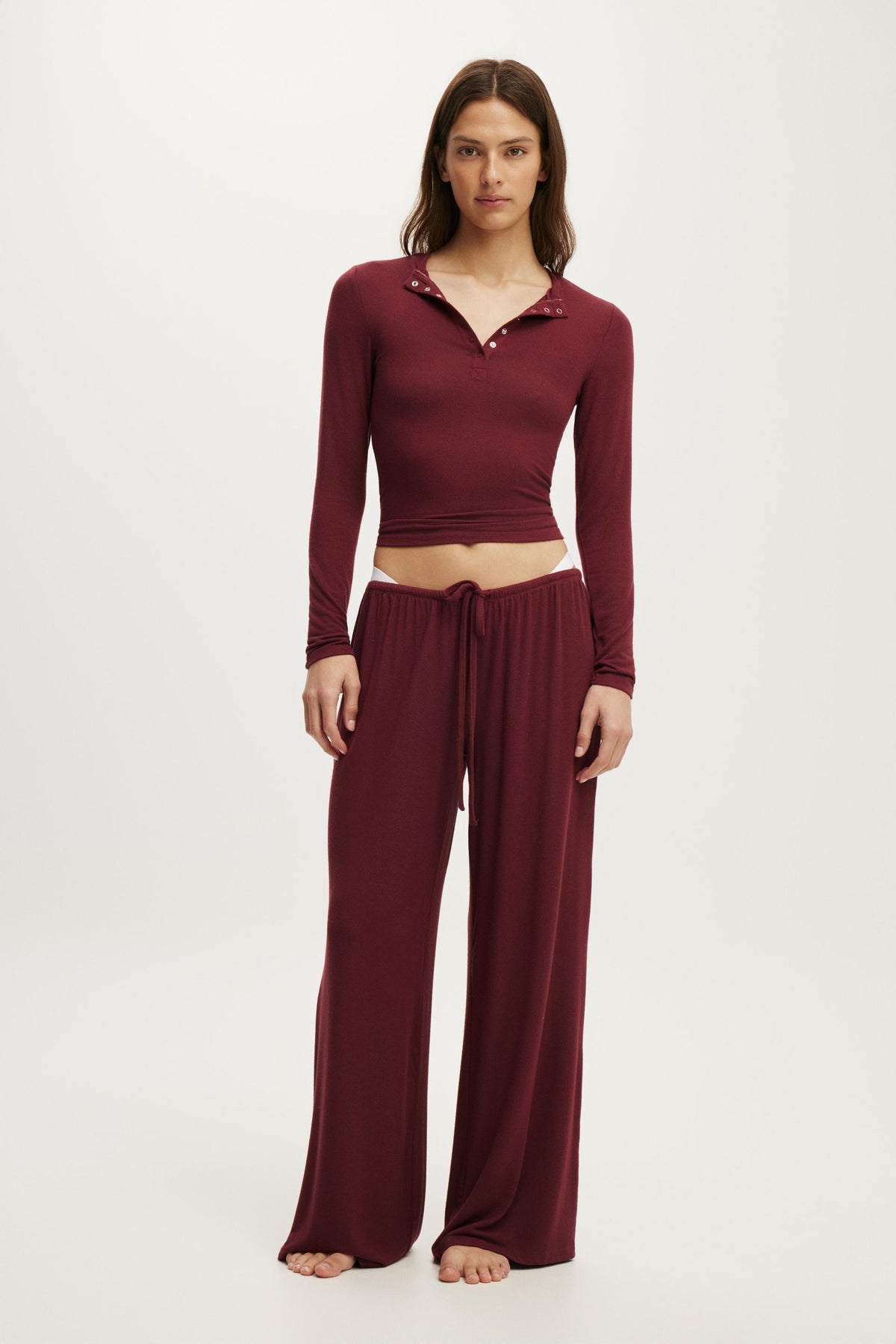 Super Soft Henley Long Sleeve Top