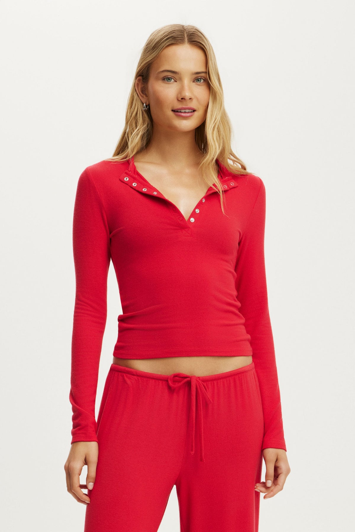 Super Soft Henley Long Sleeve Top