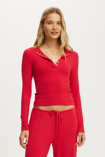 Super Soft Henley Long Sleeve Top