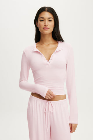 Super Soft Henley Long Sleeve Top