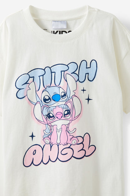 Stitch & Angel Disney Drop Shoulder Short Sleeve Tee