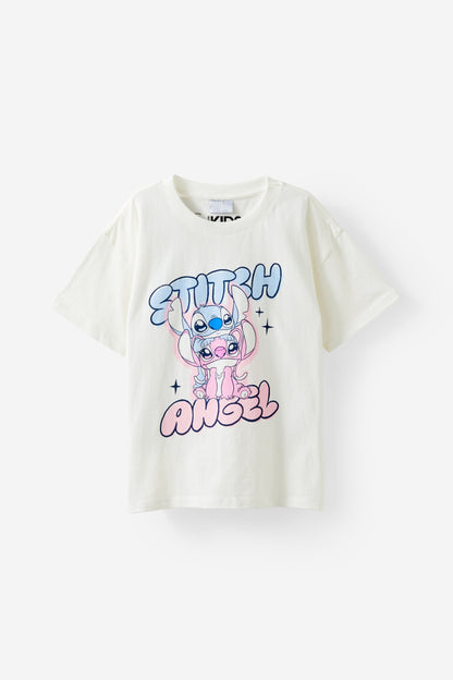 Stitch & Angel Disney Drop Shoulder Short Sleeve Tee