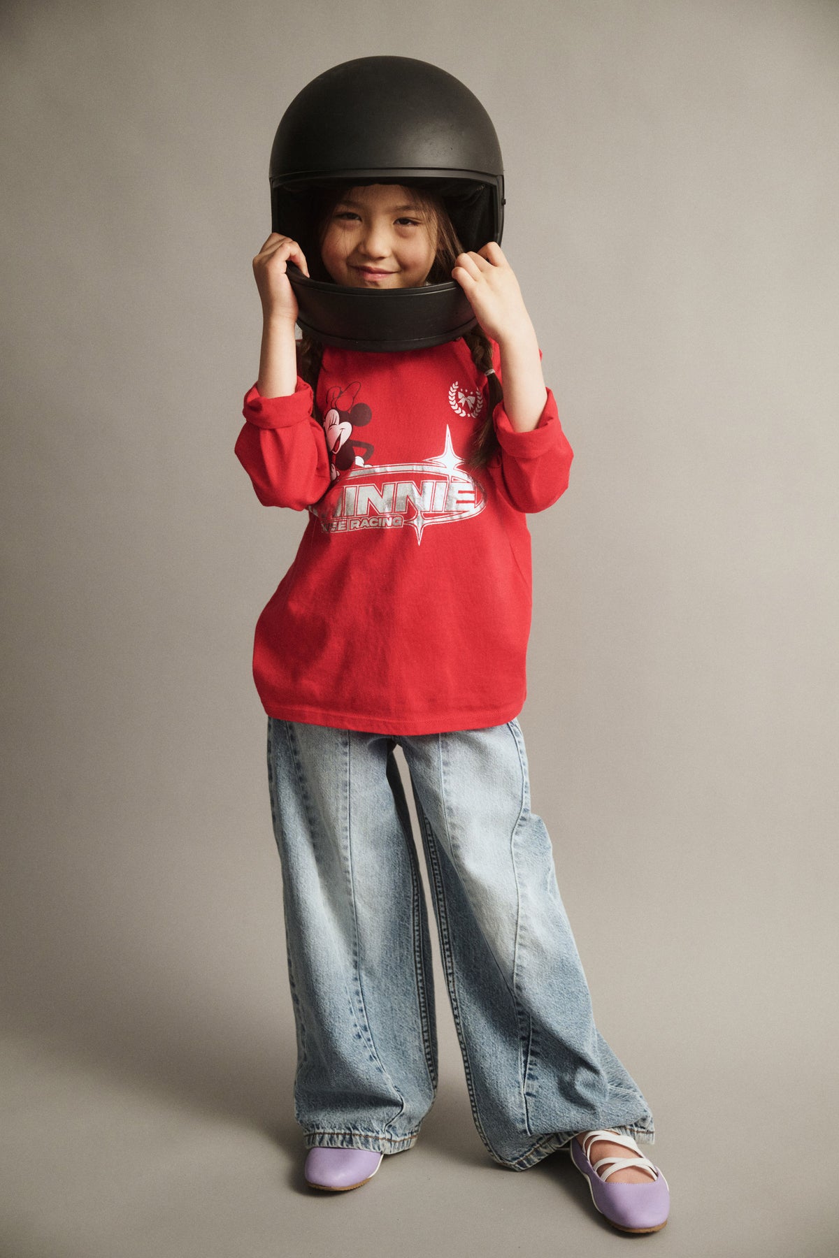 Mickey & Minnie Disney Long Sleeve Drop Shoulder Top