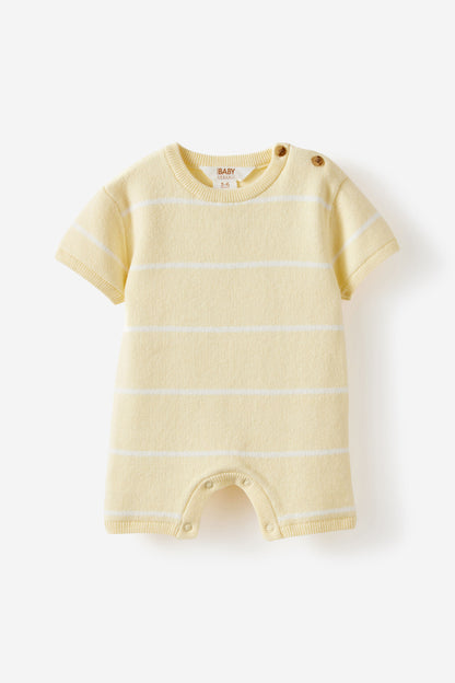 Organic Blend Knit Short Sleeve Playsuit